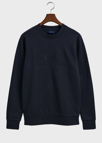 Синий свитшот Gant однотонный вышивка (344509184)