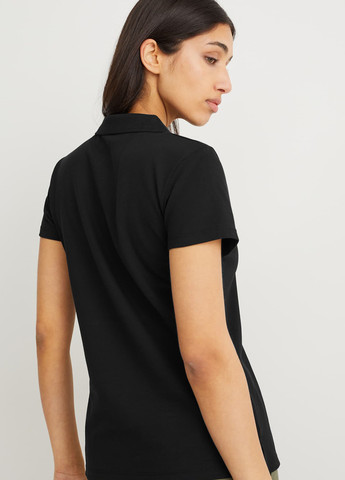 Черная женская футболка-поло C&A однотонная