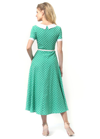 Зеленое кэжуал платье Lemon в горошек