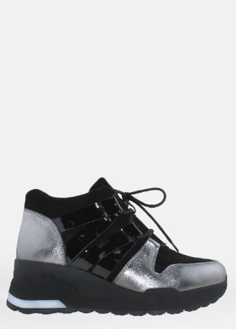Осенние ботинки r2318 серебро-черный Prellesta из натуральной замши