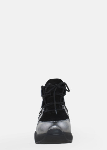 Осенние ботинки r2318 серебро-черный Prellesta из натуральной замши