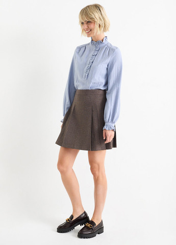 Коричневая кэжуал меланж юбка C&A клешированная, плиссе