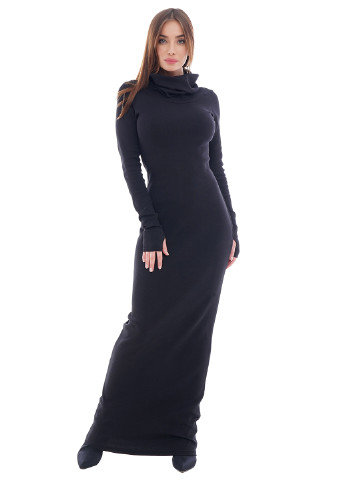 Черное кэжуал платье AURA однотонное