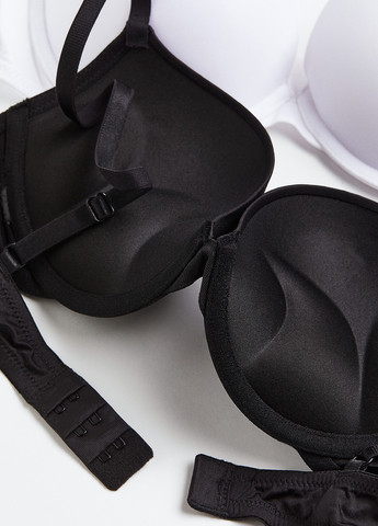 Чорно-білий бюстгальтер (2 шт.) H&M з кісточками поліамід