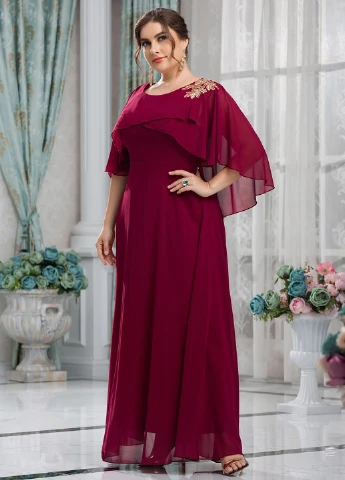 Бордова святковий, вечірня сукня кльош SHEIN однотонна