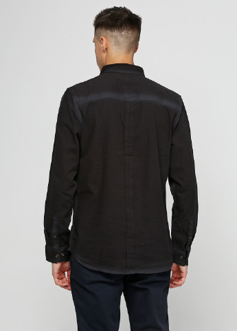 Черная кэжуал рубашка однотонная Anerkjendt с длинным рукавом