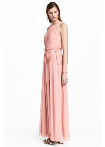 Персиковое вечернее платье H&M однотонное