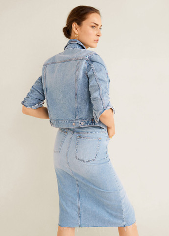 Голубая джинсовая однотонная юбка Mango