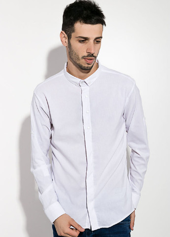 Белая кэжуал рубашка однотонная Time of Style с длинным рукавом