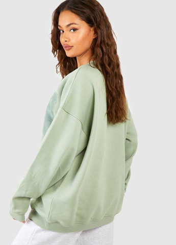 Фісташковий світшот Boohoo напис без декору (308024218)