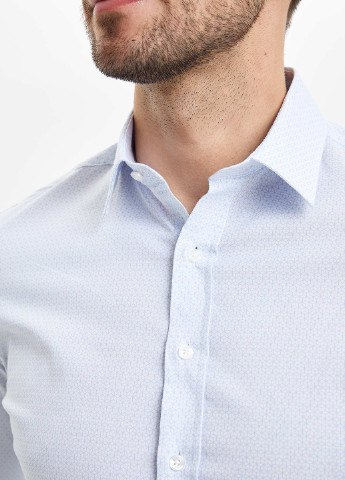 Светло-голубой кэжуал рубашка с геометрическим узором DeFacto