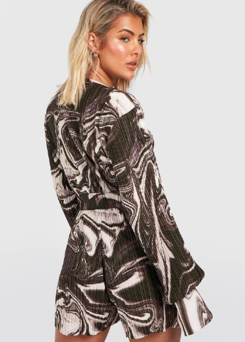 Комбинезон Boohoo комбинезон-шорты абстрактный коричневый кэжуал полиэстер