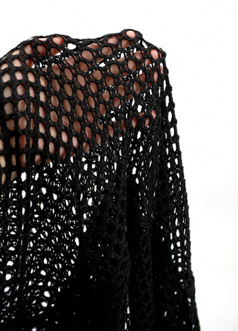 Черное пляжное платье а-силуэт SHEIN однотонное