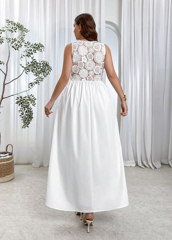 Білий святковий, кежуал сукня кльош, з відкритими плечима SHEIN однотонна