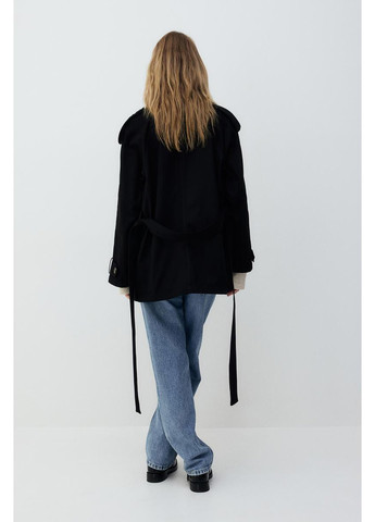 Черное Кэжуал полупальто двубортное H&M однотонное