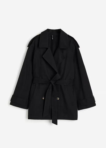 Черное Кэжуал полупальто двубортное H&M однотонное