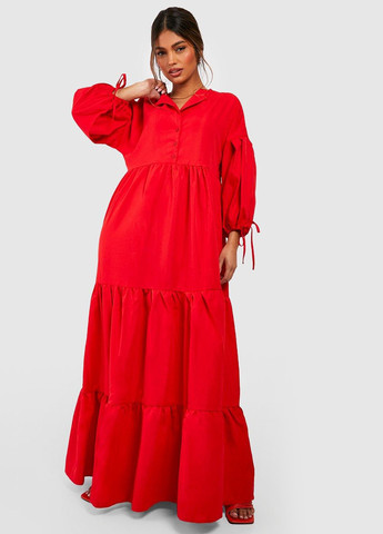 Красное кэжуал платье оверсайз Boohoo однотонное