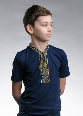 Вышиванка для мальчика с коротким рукавом Казацкая зеленая вышивка Melanika (228500234)