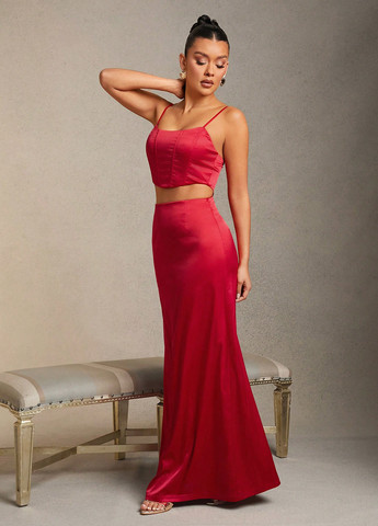 Красное вечернее платье годе SHEIN однотонное