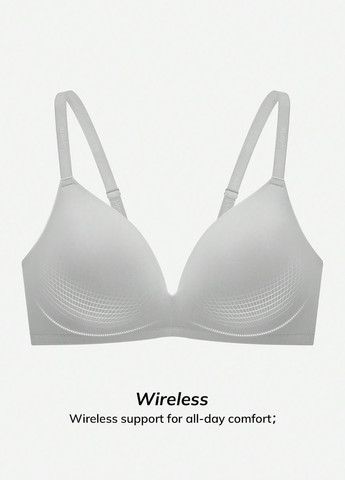 Светло-серый бралетт бюстгальтер SHEIN без косточек полиамид
