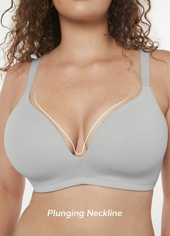 Светло-серый бралетт бюстгальтер SHEIN без косточек полиамид