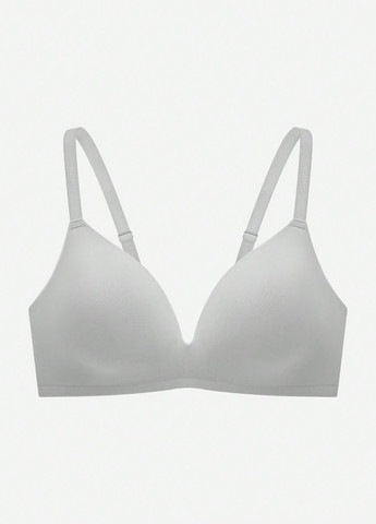 Светло-серый бралетт бюстгальтер SHEIN без косточек полиамид