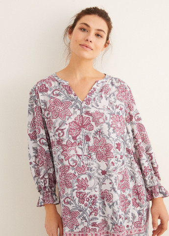 Ночная рубашка Women'secret цветочная светло-серая домашняя вискоза