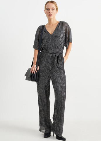 Комбинезон C&A комбинезон-брюки меланж тёмно-серый кэжуал, вечерний полиэстер