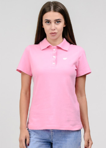 Розовая женская футболка-поло Go Fitness с логотипом