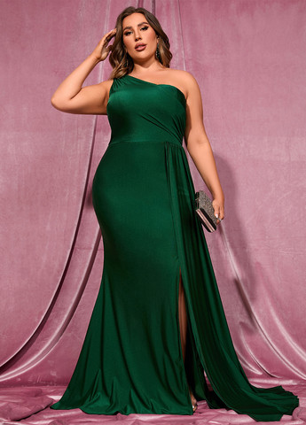 Темно-зеленое вечернее платье с открытой спиной, клеш, в греческом стиле SHEIN однотонное