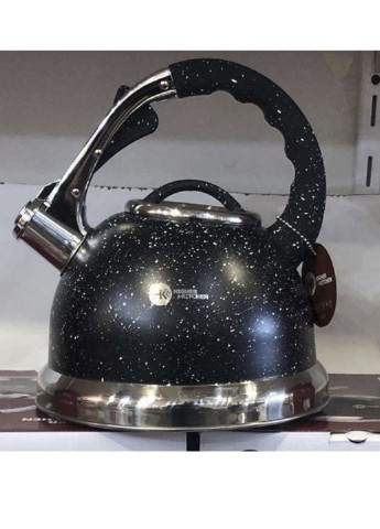Чайник металлический со свистком для газовой плиты HIGHER KITCHEN (ZP-021) 3,5 л XO однотонный чёрный