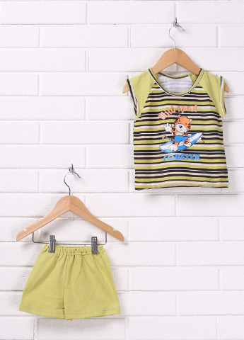 Салатовий літній костюм (футболка, шорти) Baby Art