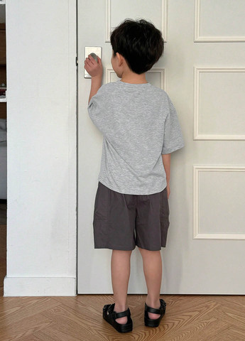 Сірий літній комплект (футболка, шорти) SHEIN