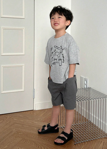 Сірий літній комплект (футболка, шорти) SHEIN