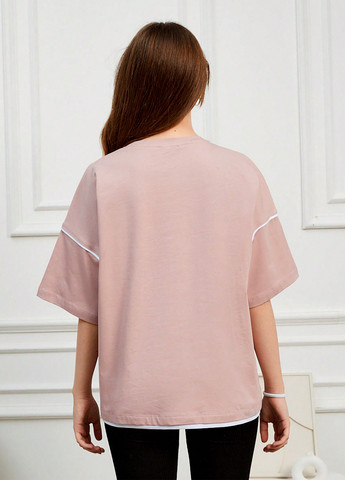 Розовая летняя футболка SHEIN