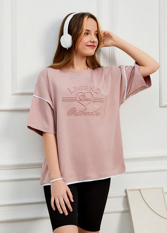 Розовая летняя футболка SHEIN