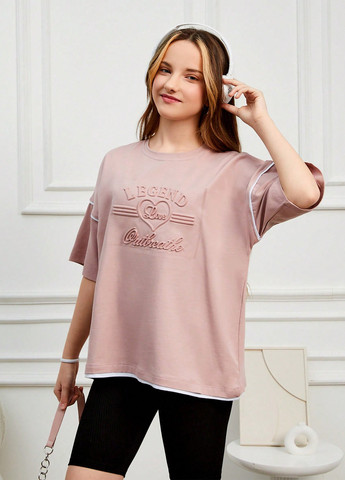 Розовая летняя футболка SHEIN