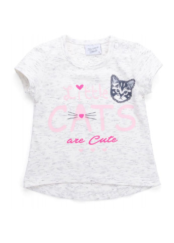 Комбінований літній набір дитячого одягу футболка з котиком та штанці з кишеньками (8983-86g-cream) Breeze