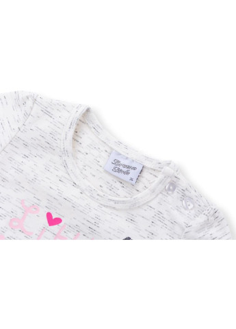 Комбинированный летний набор детской одежды футболка с котиком и штанишки с кармашками (8983-86g-cream) Breeze