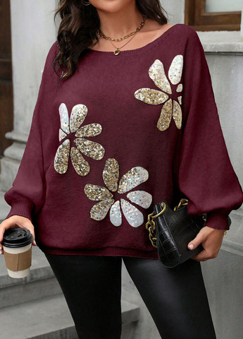 Бордовый демисезонный джемпер джемпер SHEIN