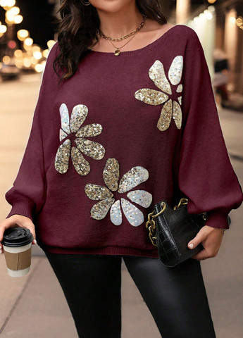 Бордовый демисезонный джемпер джемпер SHEIN