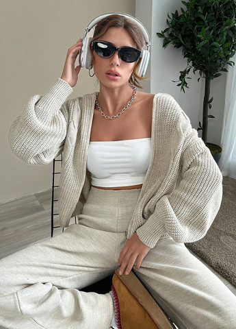 Кремовий демісезонний комплект (кофта, штани) SHEIN