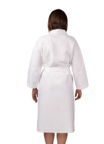 Вафельний халат Кімоно, розмір жіночий (46-48) М, 100% бавовна, білий (LS-039) Luxyart (211566840)