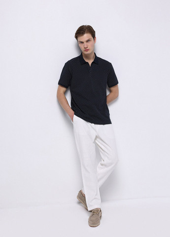 Темно-синяя футболка-поло для мужчин Colin's с геометрическим узором