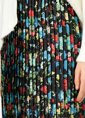 Черная кэжуал цветочной расцветки юбка KOTON плиссе