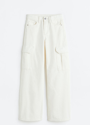 Белые демисезонные карго джинсы H&M