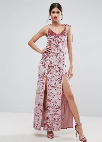 Темно-розовое вечернее платье платье-комбинация Asos однотонное
