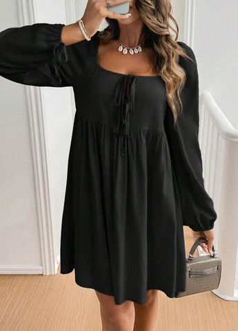 Чорна кежуал сукня а-силует SHEIN однотонна