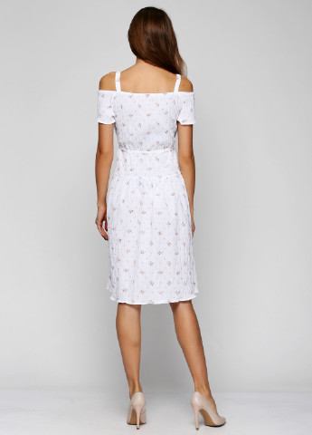 Белое кэжуал платье Smile с цветочным принтом