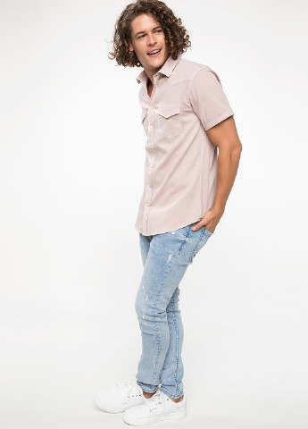 Светло-розовая кэжуал рубашка DeFacto с коротким рукавом